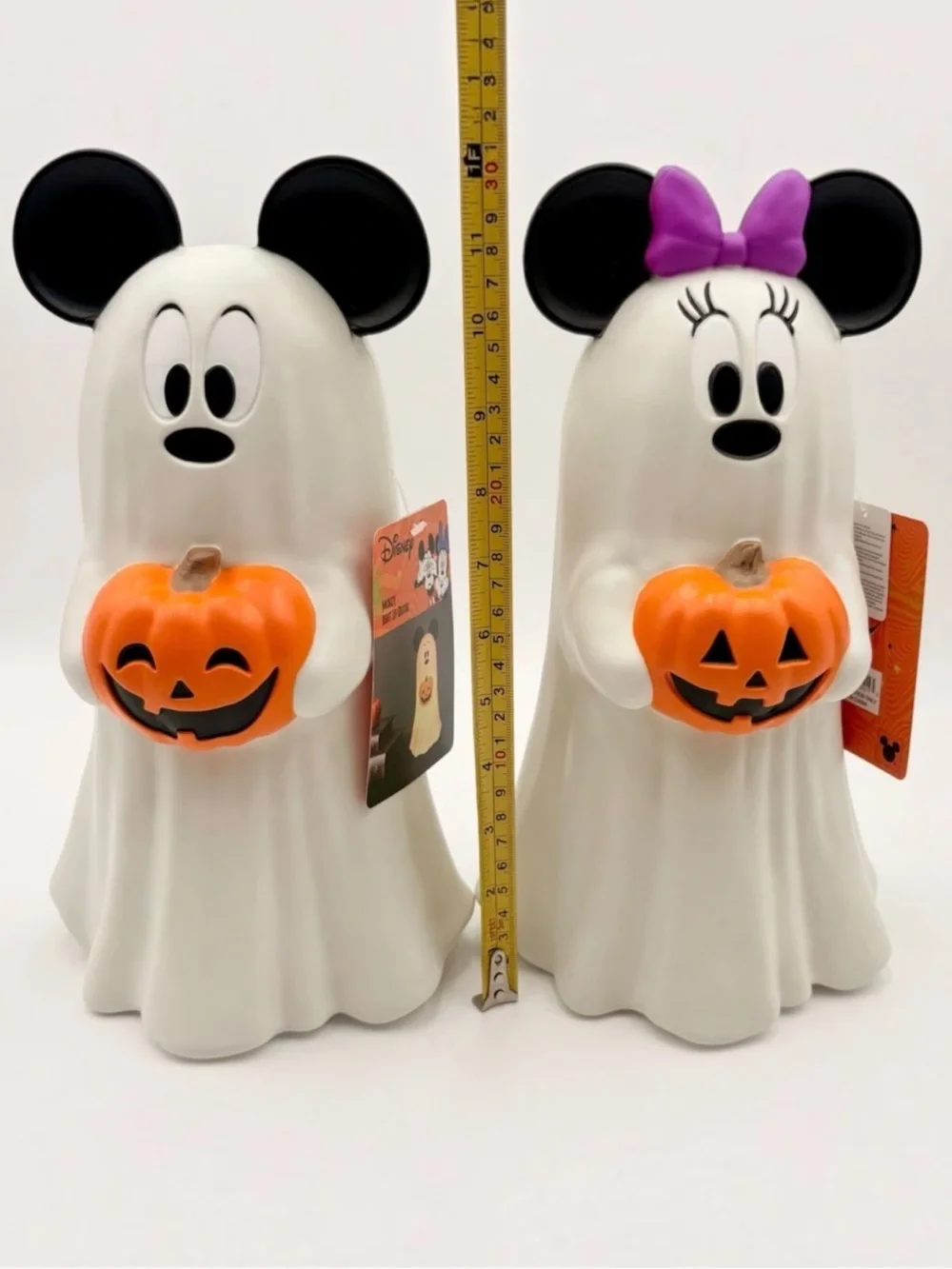 NEW 2026 Disney Halloween Ghost Mickey & Minnie Mouse Pumpkin Light Up Decor NWT